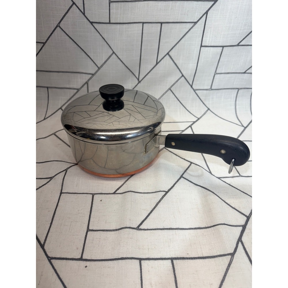 Revere Ware Saucepan 2 Quart Silver Copper Clad Bottom Vintage Lid Clinton IL